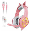 PC Gamer Auriculares Gato Oreja Rosa